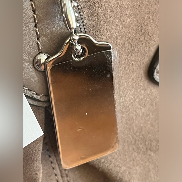 COACH Suede Taupe Tote Bag Silver hardware - Picture 8 of 13